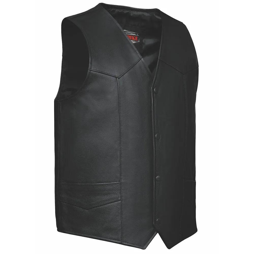 Made from cowhide leather, it includes two exterior pockets, two interior concealed carry pockets, black hardware for a polished look, and plain sides for comfort,