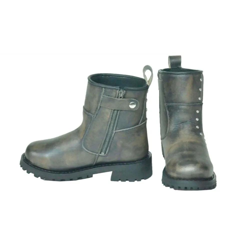 12007.BR - Ladies Motorcycle Biker Leather Boots - Unik International Inc