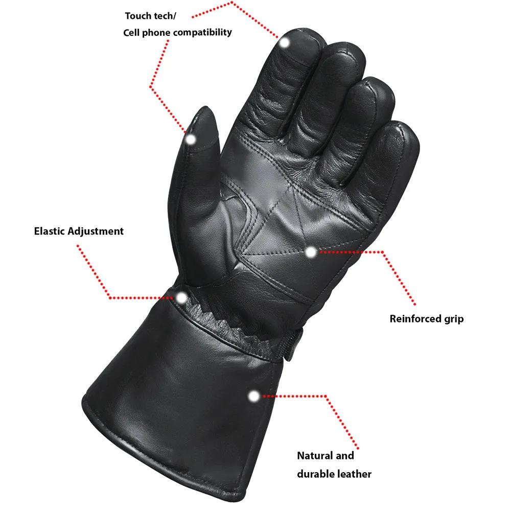 Crafted from premium cowhide leather, they feature a full gauntlet design for extended coverage.