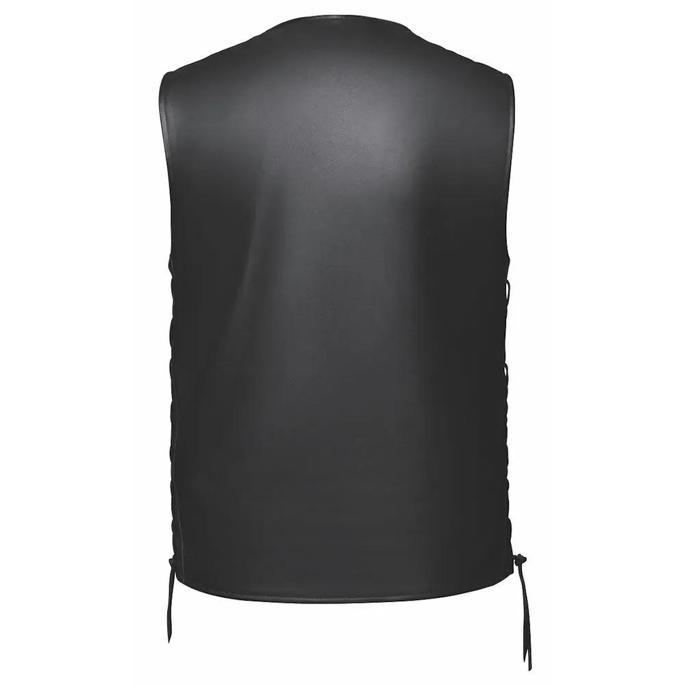Crafted from cowhide leather and meticulously designed in Pakistan, this vest features a sleek black color that epitomizes contemporary style.
