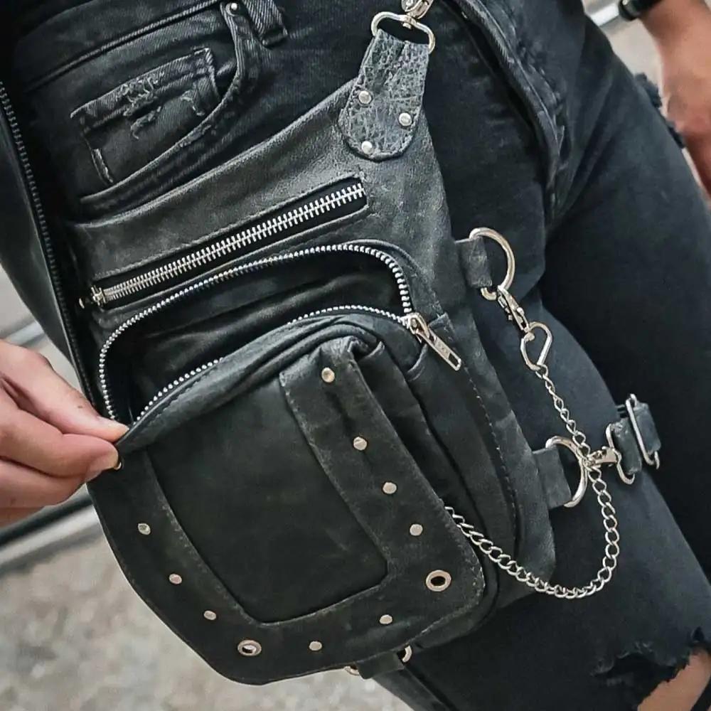 Enhance your motorcycle gear with the Ladies Leather Thigh Bags from Unik, meticulously crafted from high-quality cowhide leather.