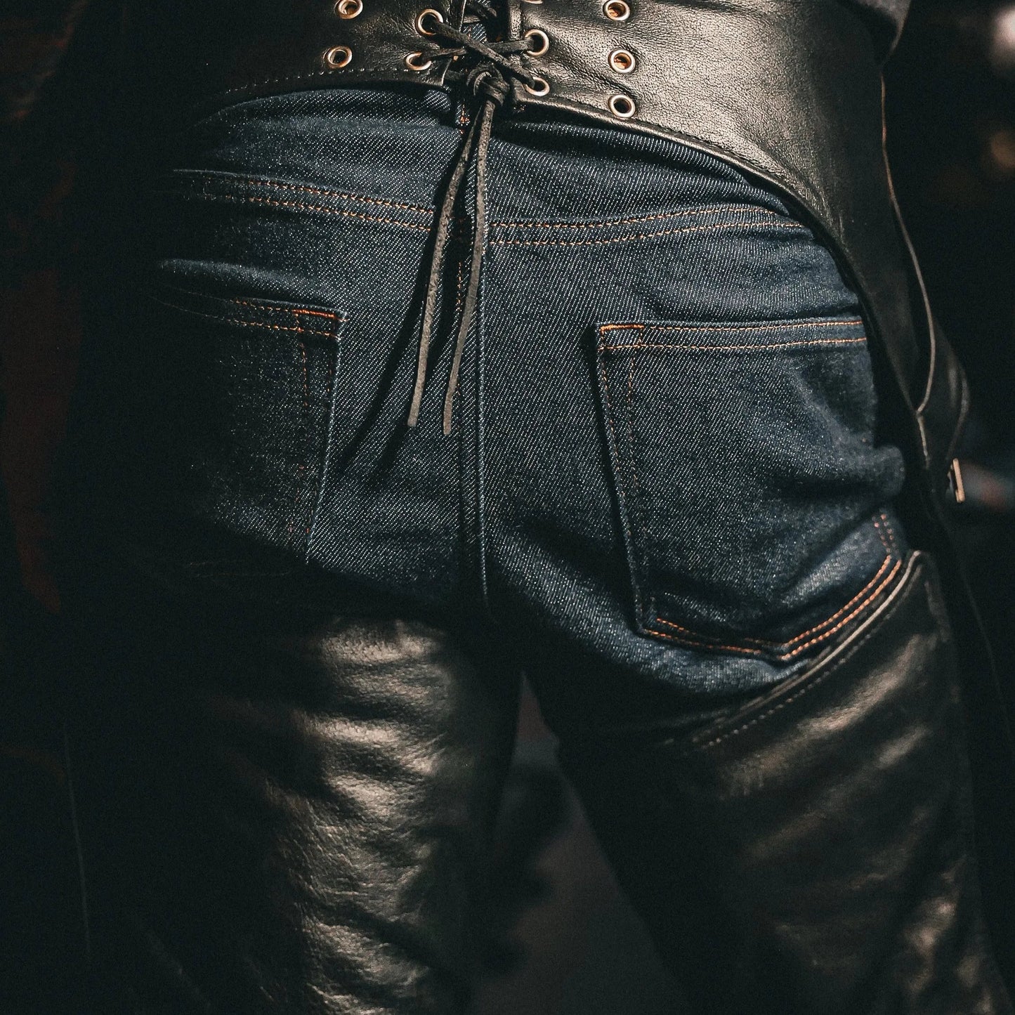 Unik Premium leather chaps designed for durability and style. With reinforced stitching, silver hardware, and an adjustable fit, these chaps are ideal for bikers