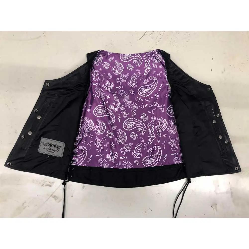 Style # 6890.17 is a luxurious and lightweight ladies' vest crafted from supple goatskin leather, offering both style and functionality.