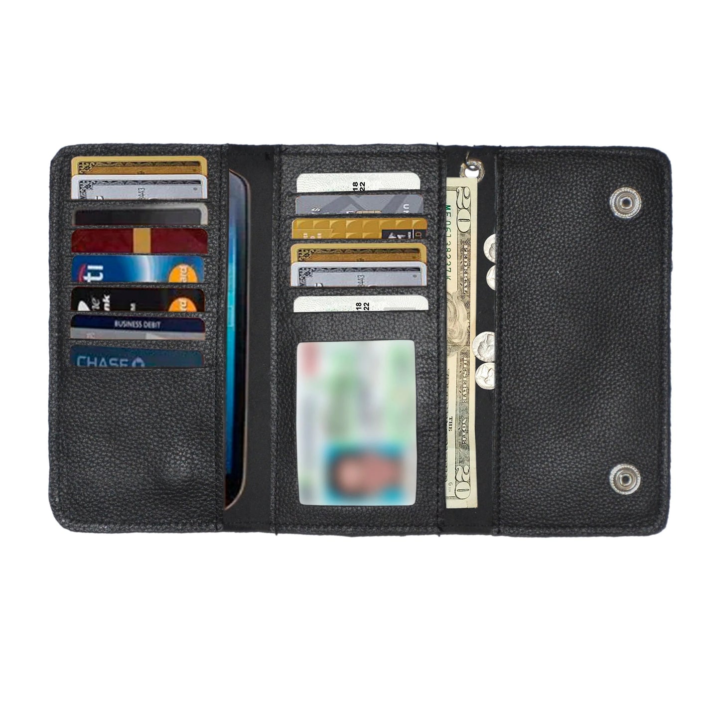 Ideal for motorcycle riders and enthusiasts, they offer multiple compartments for cards, cash, and coins, ensuring practicality on the go.