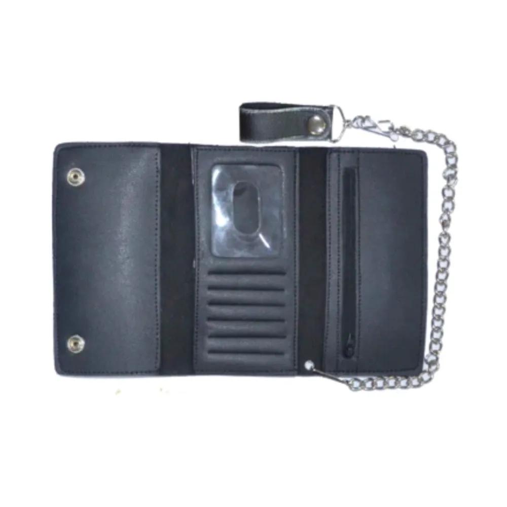 Crafted from premium leather, these wallets feature a chain attachment that adds a bold statement while securing your essentials. Ideal for motorcycle riders and enthusiasts, they offer multiple compartments for cards, cash, and coins, ensuring practicality on the go.