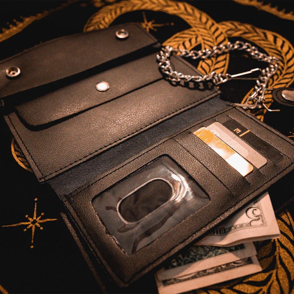 Crafted from premium leather, these wallets feature a chain attachment that adds a bold statement while securing your essentials. Ideal for motorcycle riders and enthusiasts, they offer multiple compartments for cards, cash, and coins, ensuring practicality on the go.
