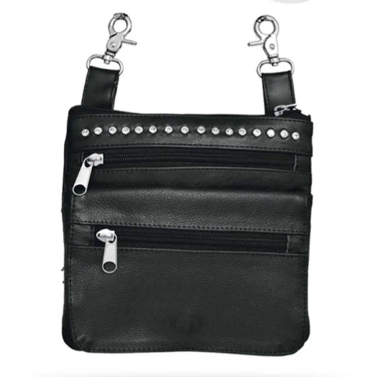Elevate your riding gear with the Ladies Leather Clip-On Bag from Unik, meticulously crafted from luxurious cowhide leather.