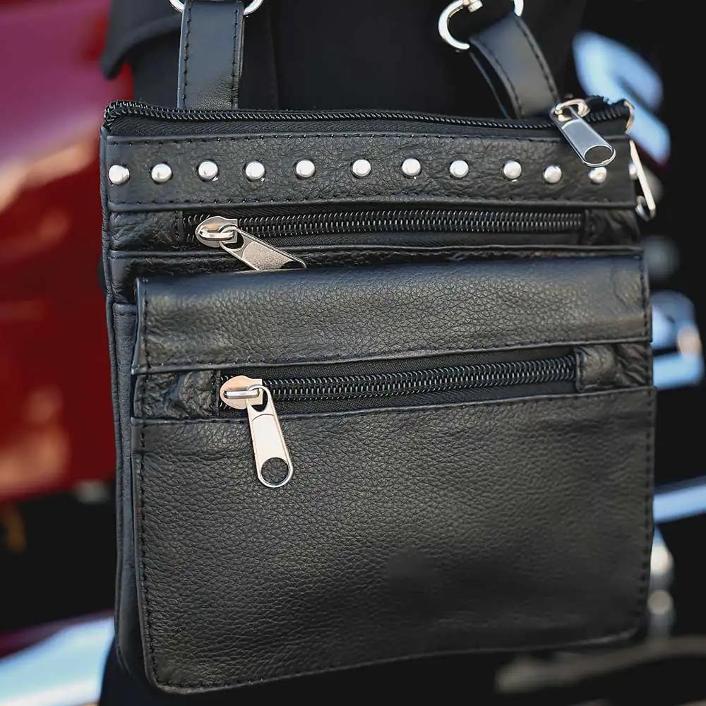 Elevate your riding gear with the Ladies Leather Clip-On Bag from Unik, meticulously crafted from luxurious cowhide leather.