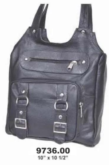 Style # 9736.00
Ladies Concealed Carry Pocketbook
Silver hardware
Front Zipper Closure
Color: Black
Brand: Unik
Skin: Cowhide Leather
Size: 10" x 10.5"
Made in Pakistan