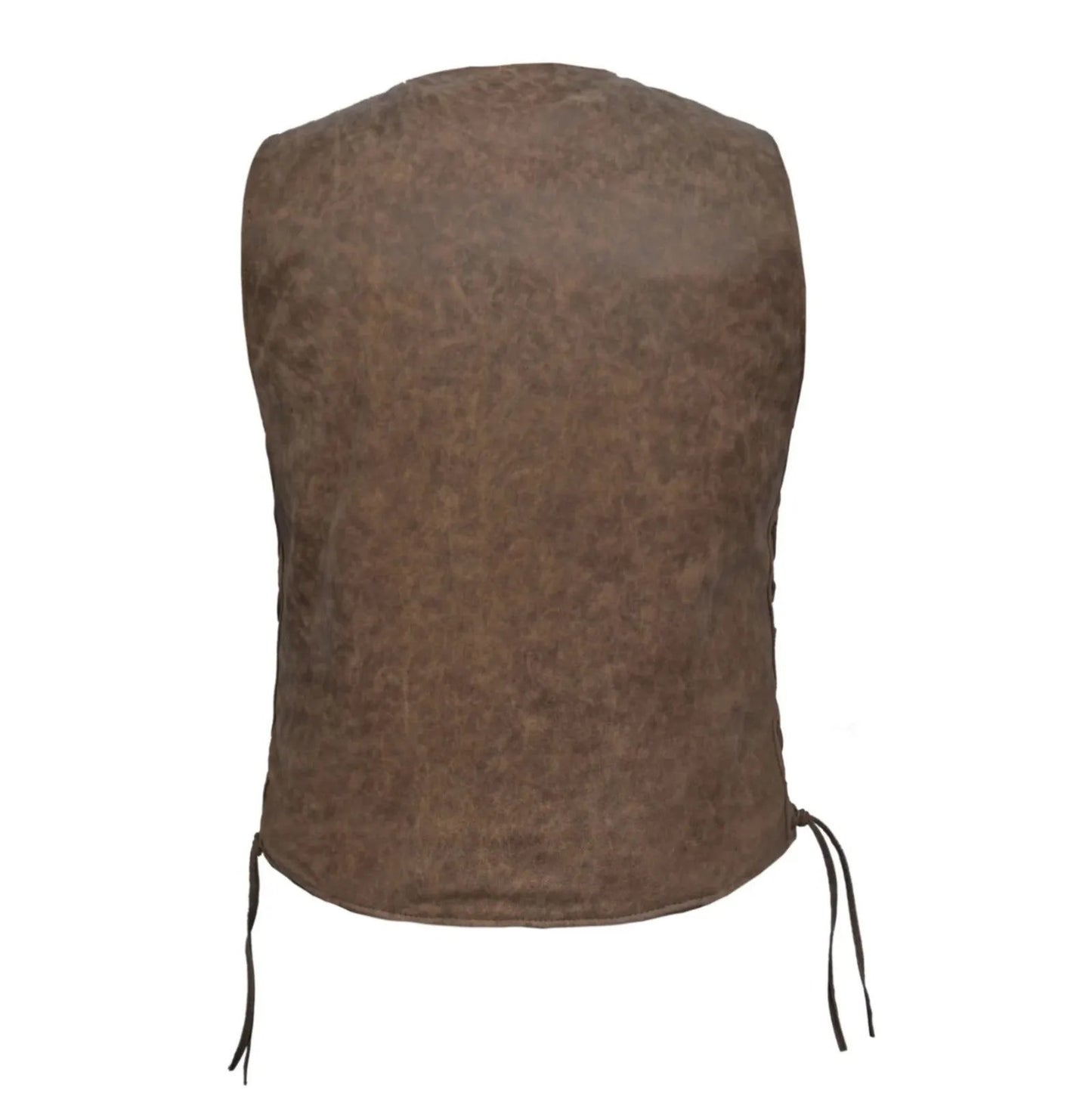 Men’s premium black leather vest featuring a smooth finish