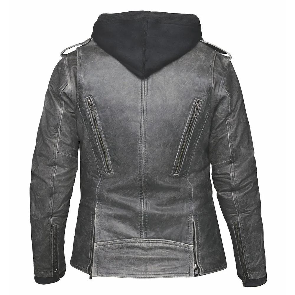 grey leather jacket with zippers