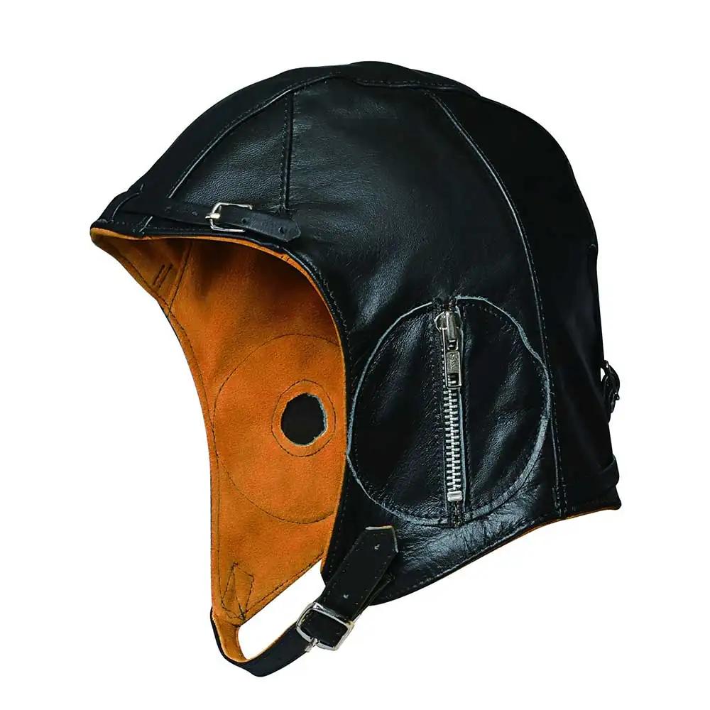Black & Brown - Mens Premium Leather Aviator Hat