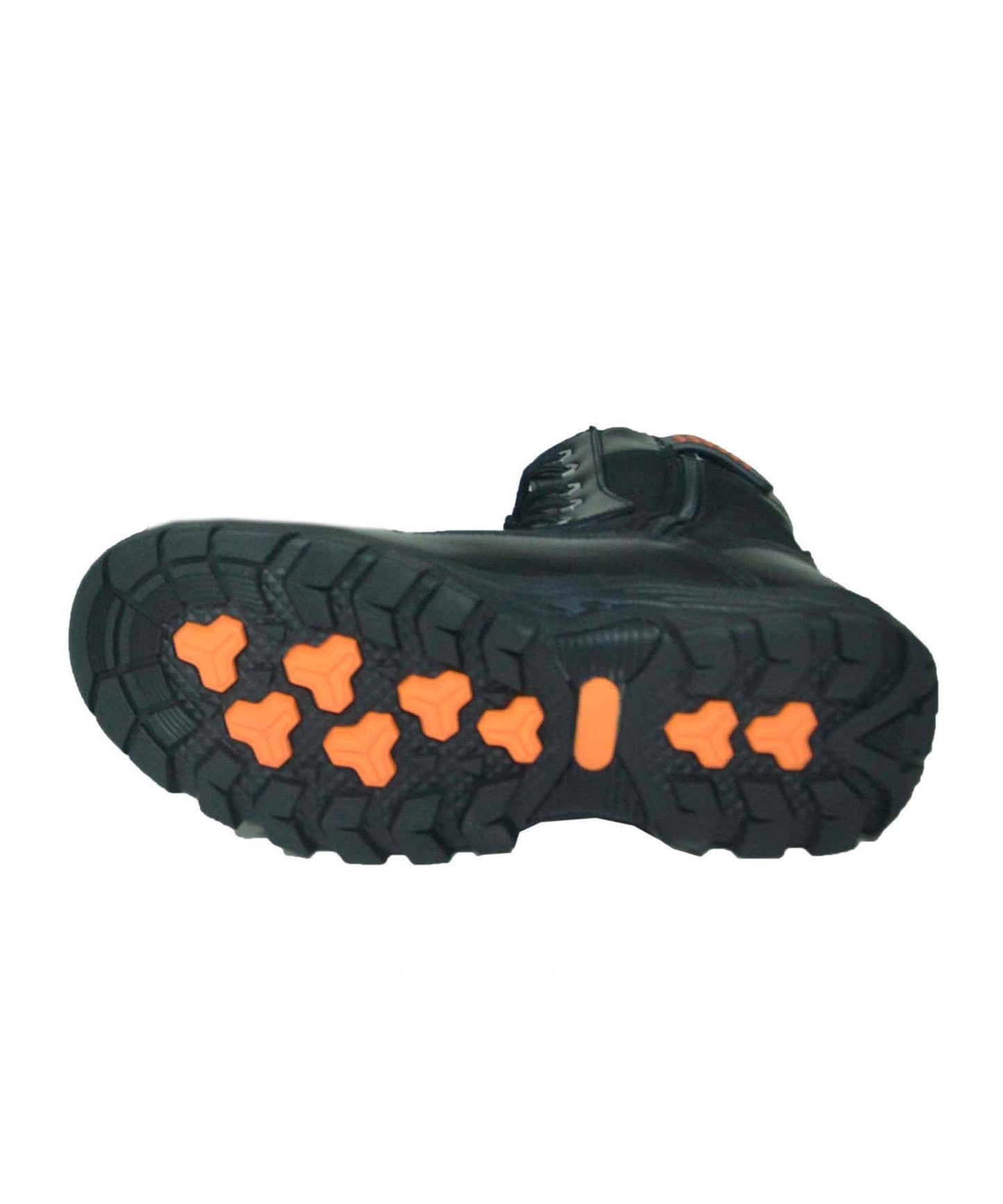 black sole with orange pattern