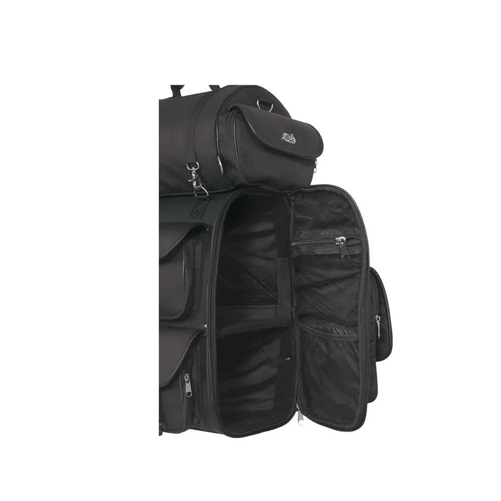 Black backpack with vertical compartments