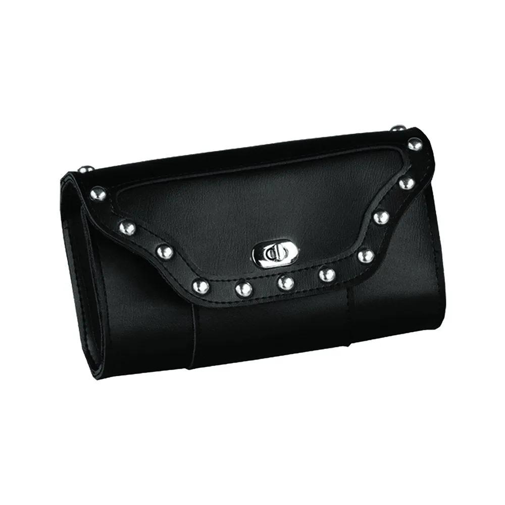 small black clutch bag with silver studs