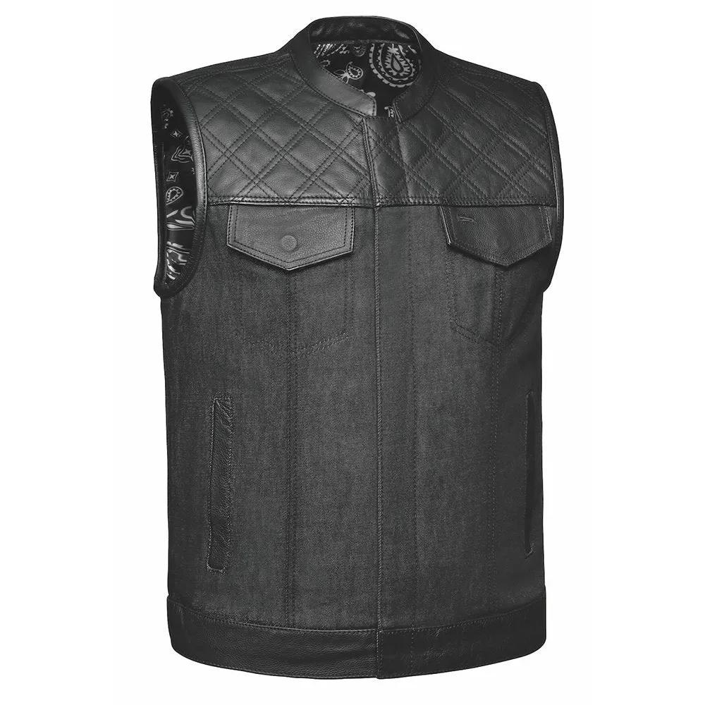 Black quilted leather vest