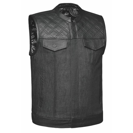Black quilted leather vest