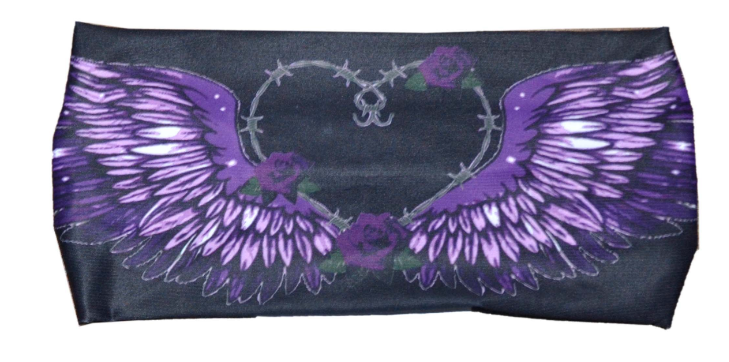 headband with purple wings and roses design