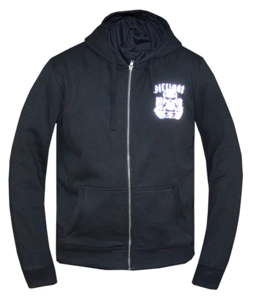 Black hoodie with a small cross bone logo