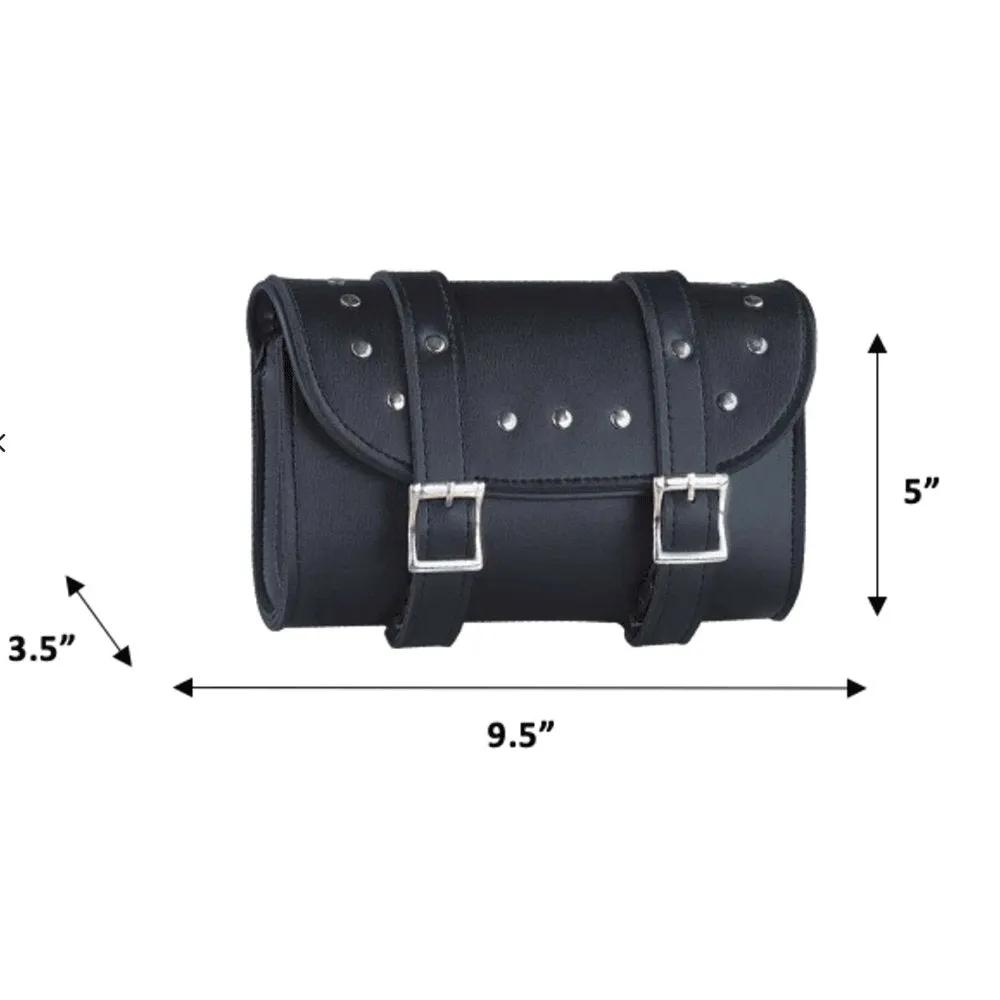 Black leather bag with silver studs