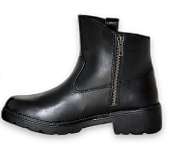 plain texture black leather boot