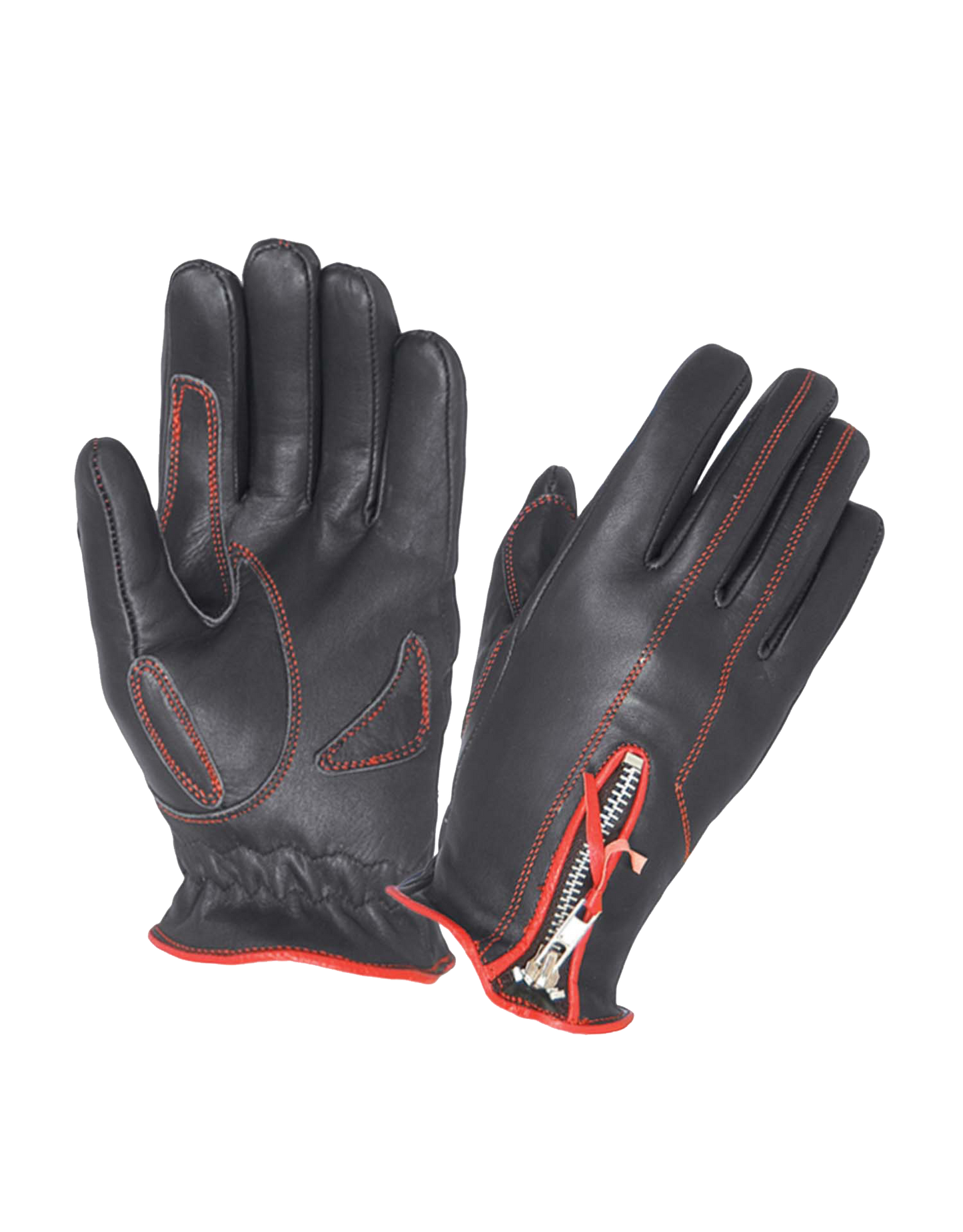 leather gloves with zipper closeup