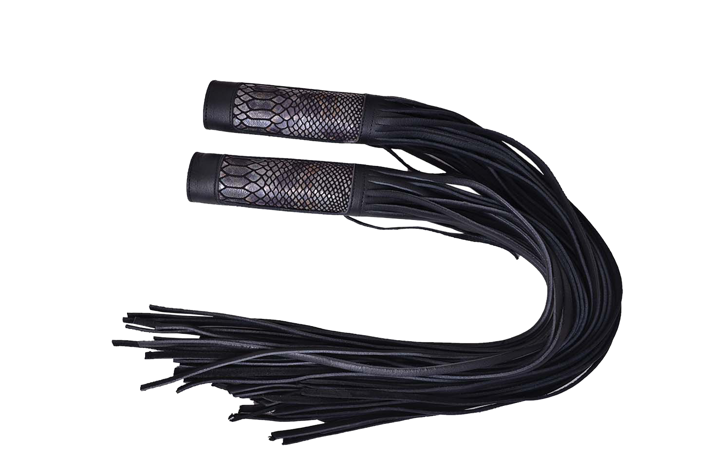 Black leather grips with snake skin design