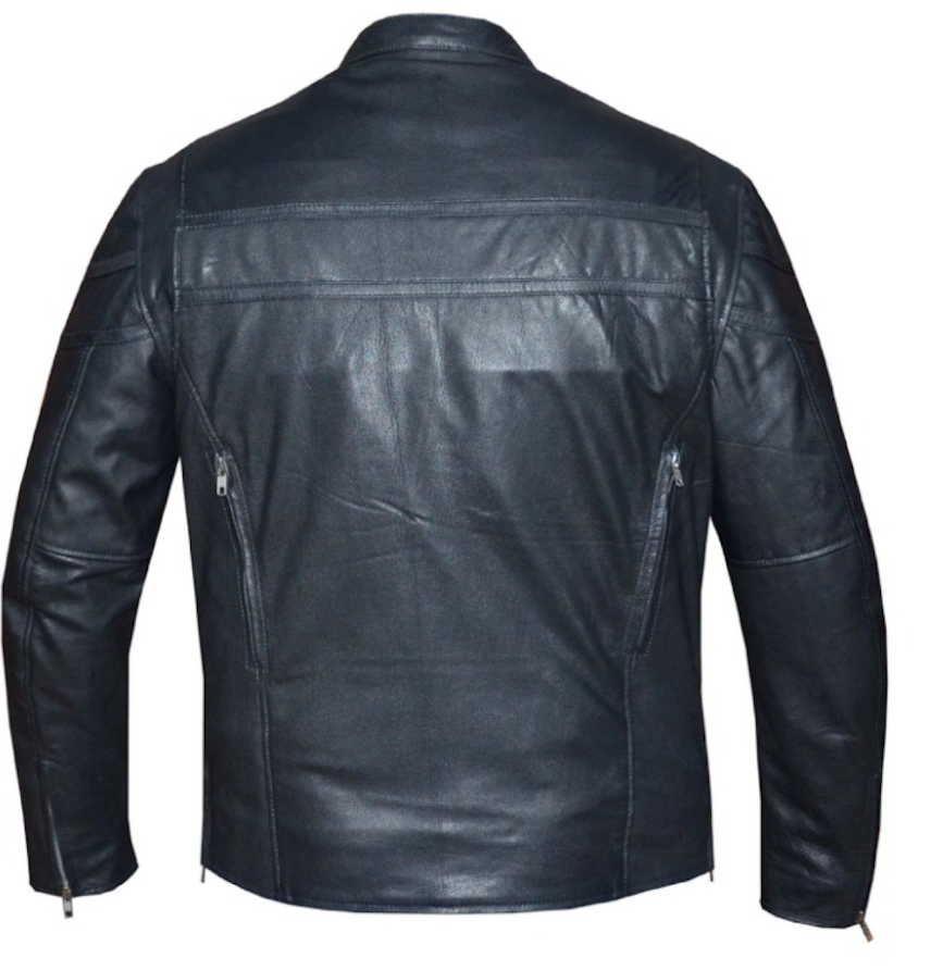 Black leather jacket from back