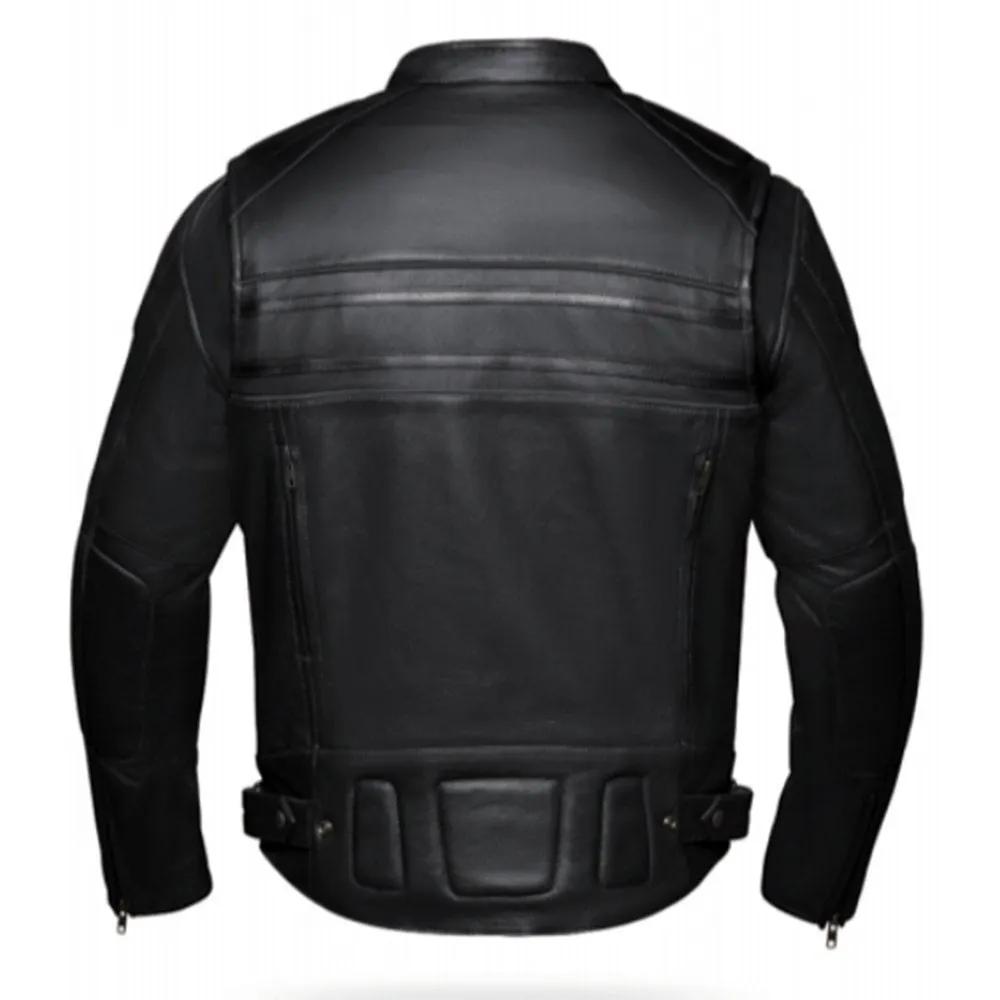 Black leather jacket with padded protection