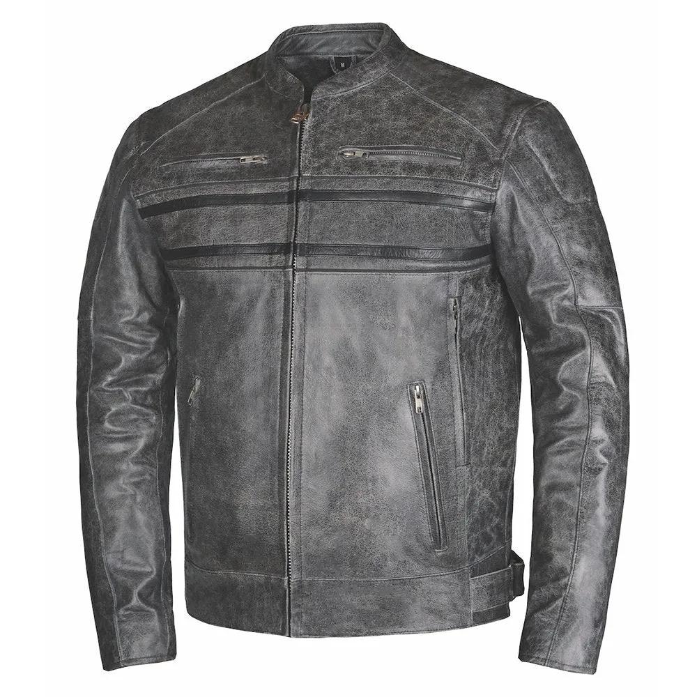 Black leather jacket with zipper details