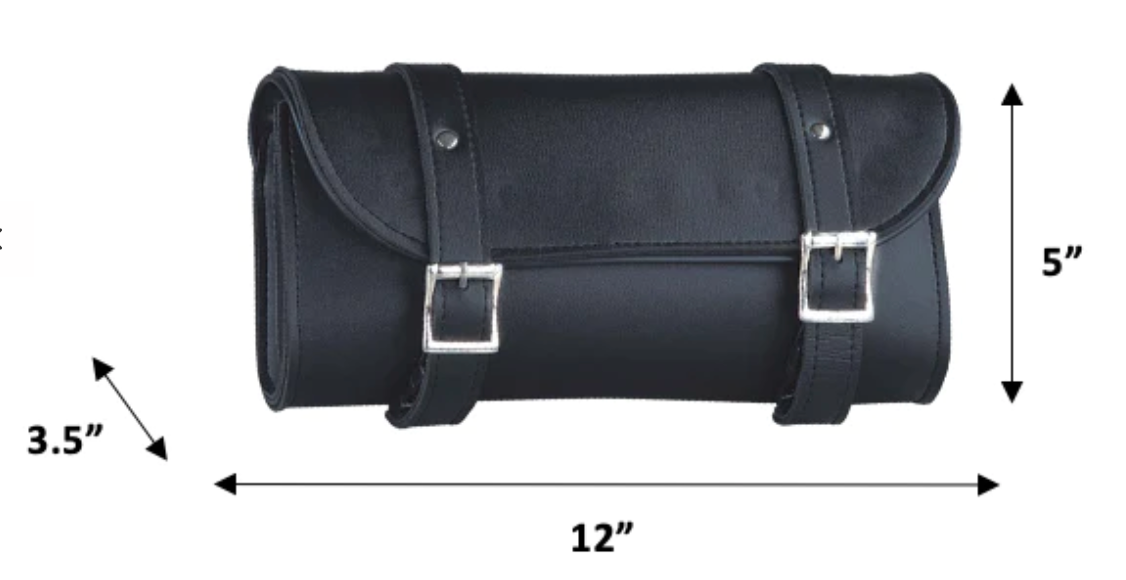 Black leather roll bag with size