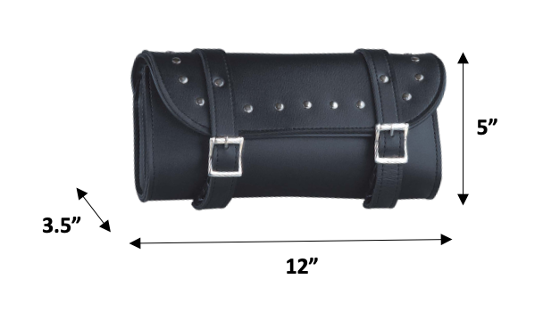 Black leather roll with buckles and studs