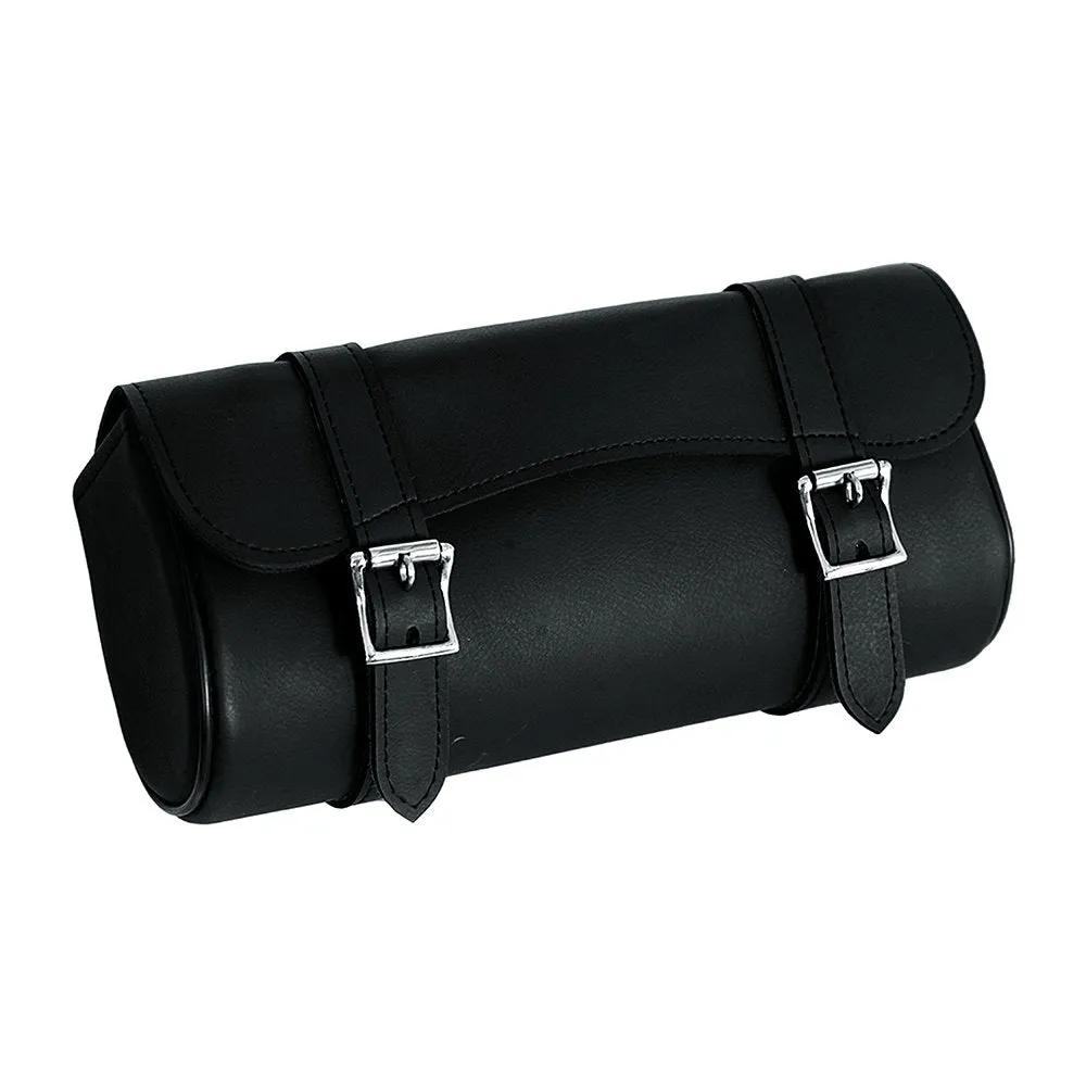 leather roll saddle bag with buckles
