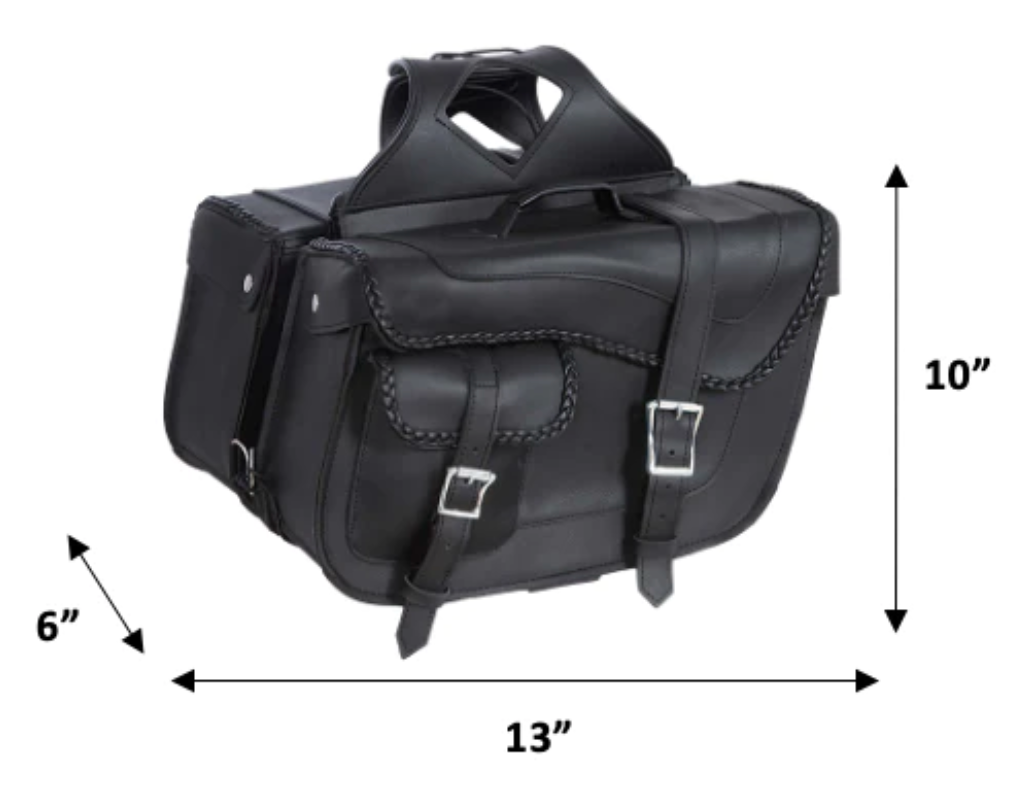 Black leather saddlebag buckle straps