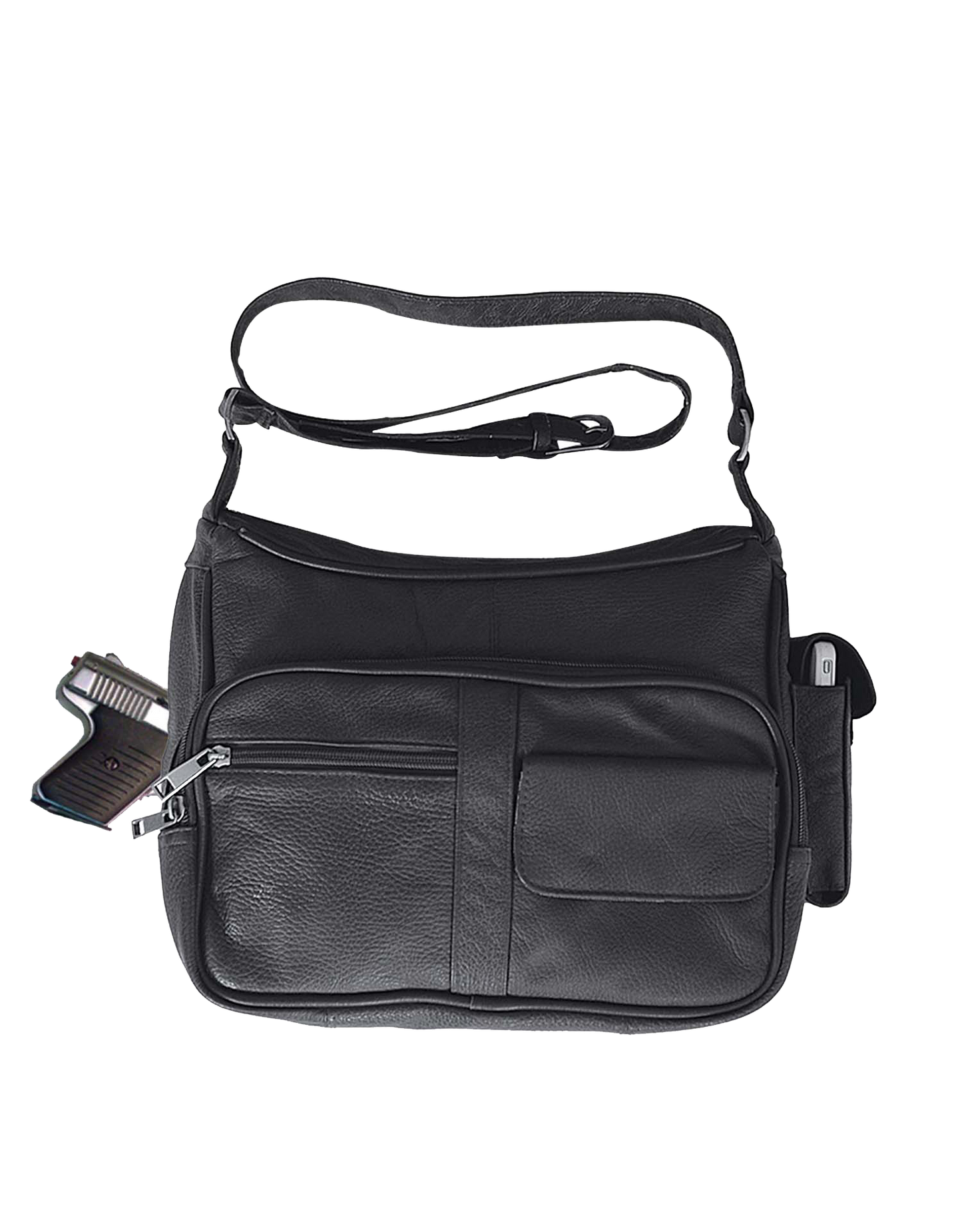 Black leather shoulder bag