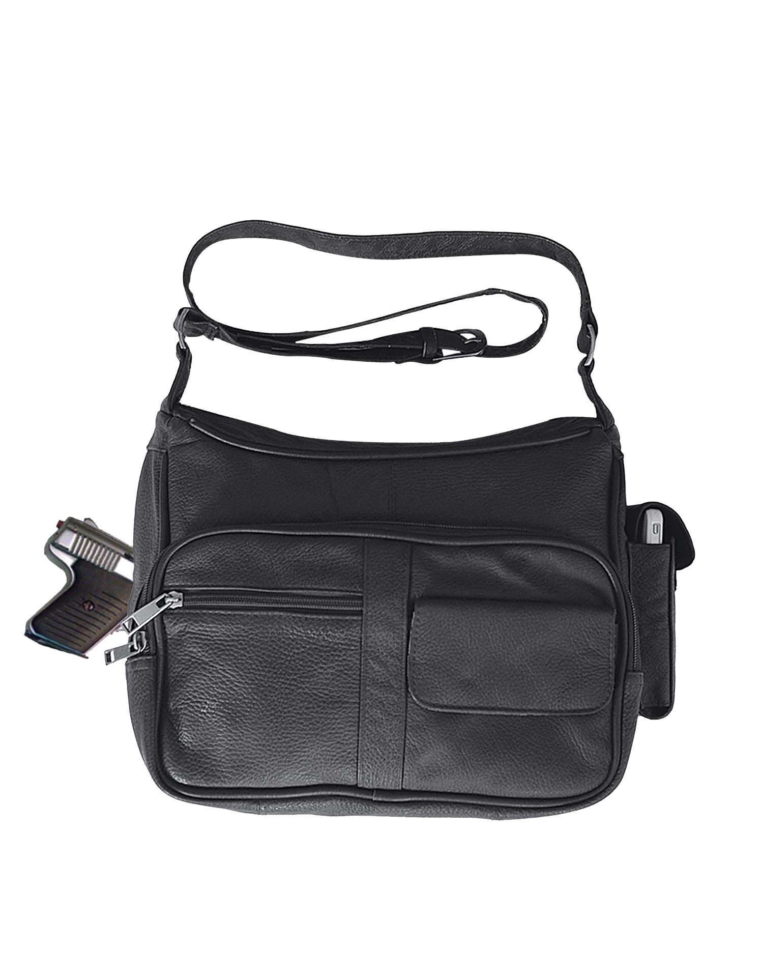 Black leather shoulder bag