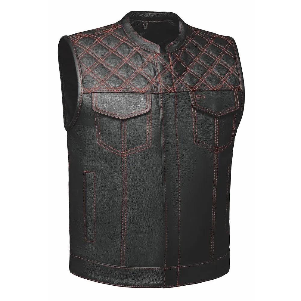 Red Diamond Mens Premium Leather Diamond Stitch Club Vest– Unik