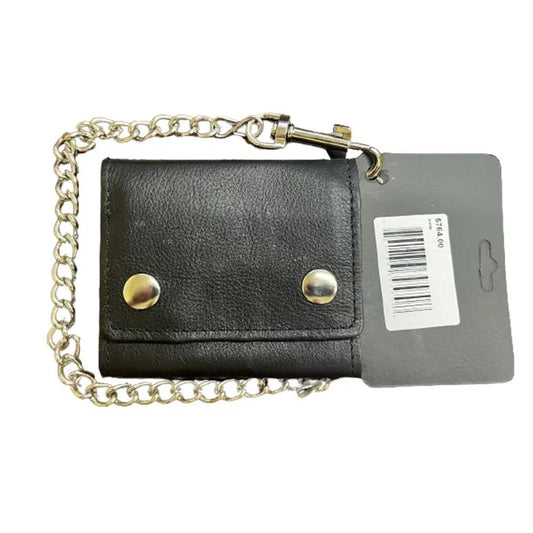 Black leather wallet with metal studs