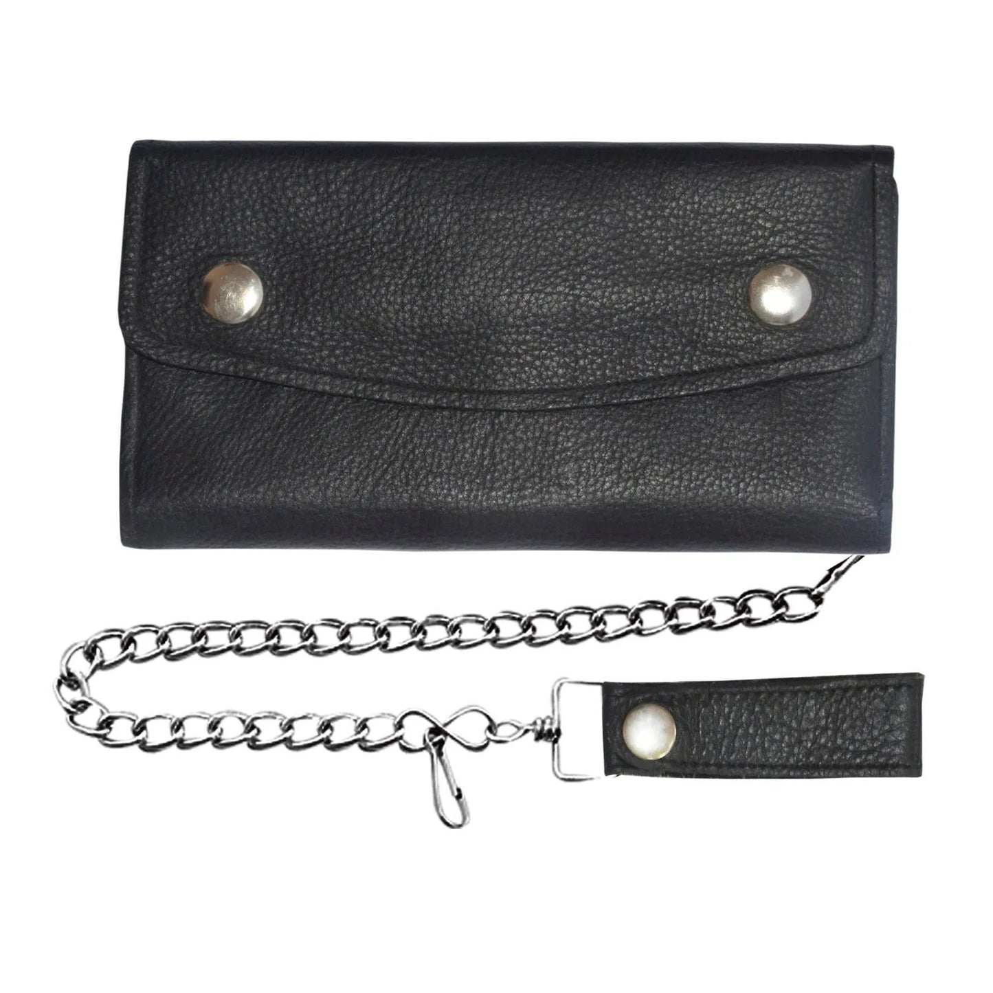 Black leather wallet with chain hanger