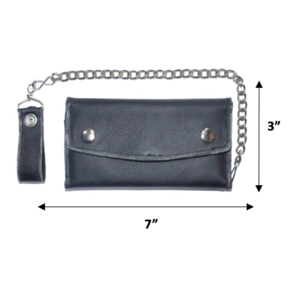 Black leather wallet with chain holder