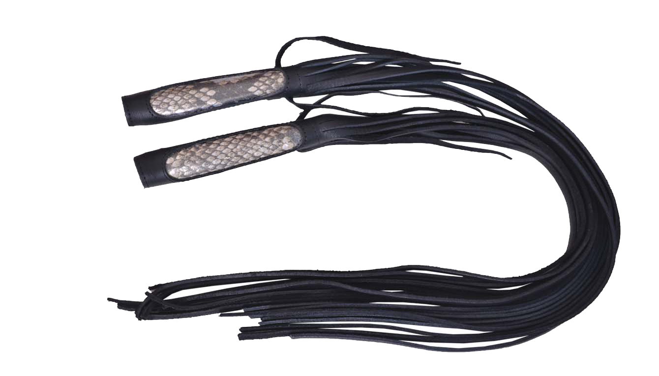 Black leather whips