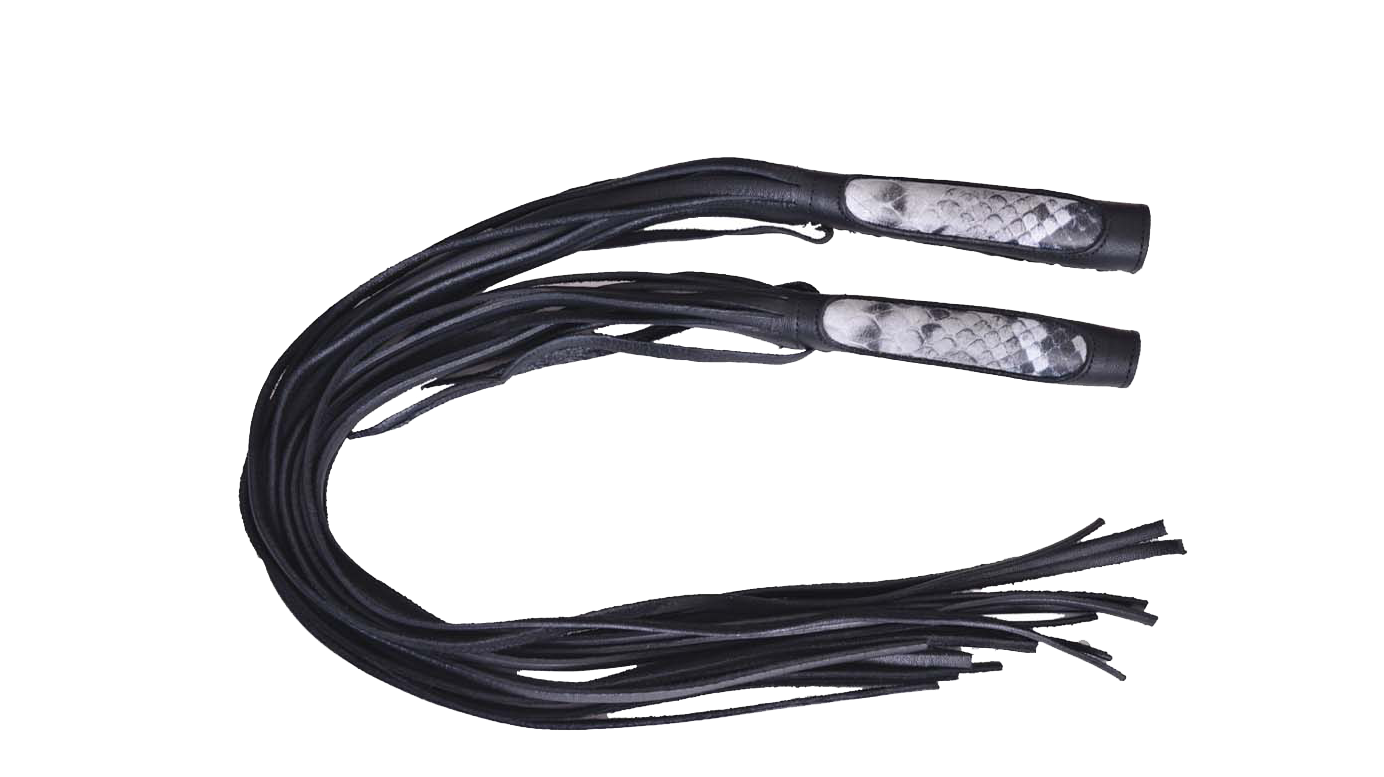 Black leather whips