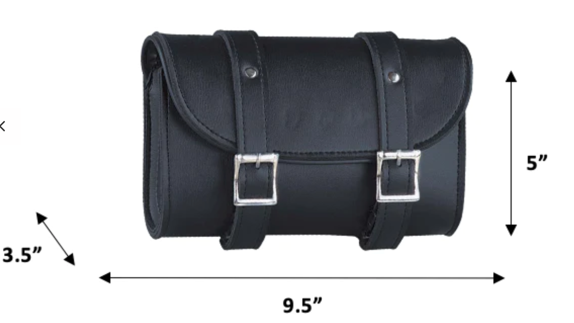 Black leather bag with silver buckles size
