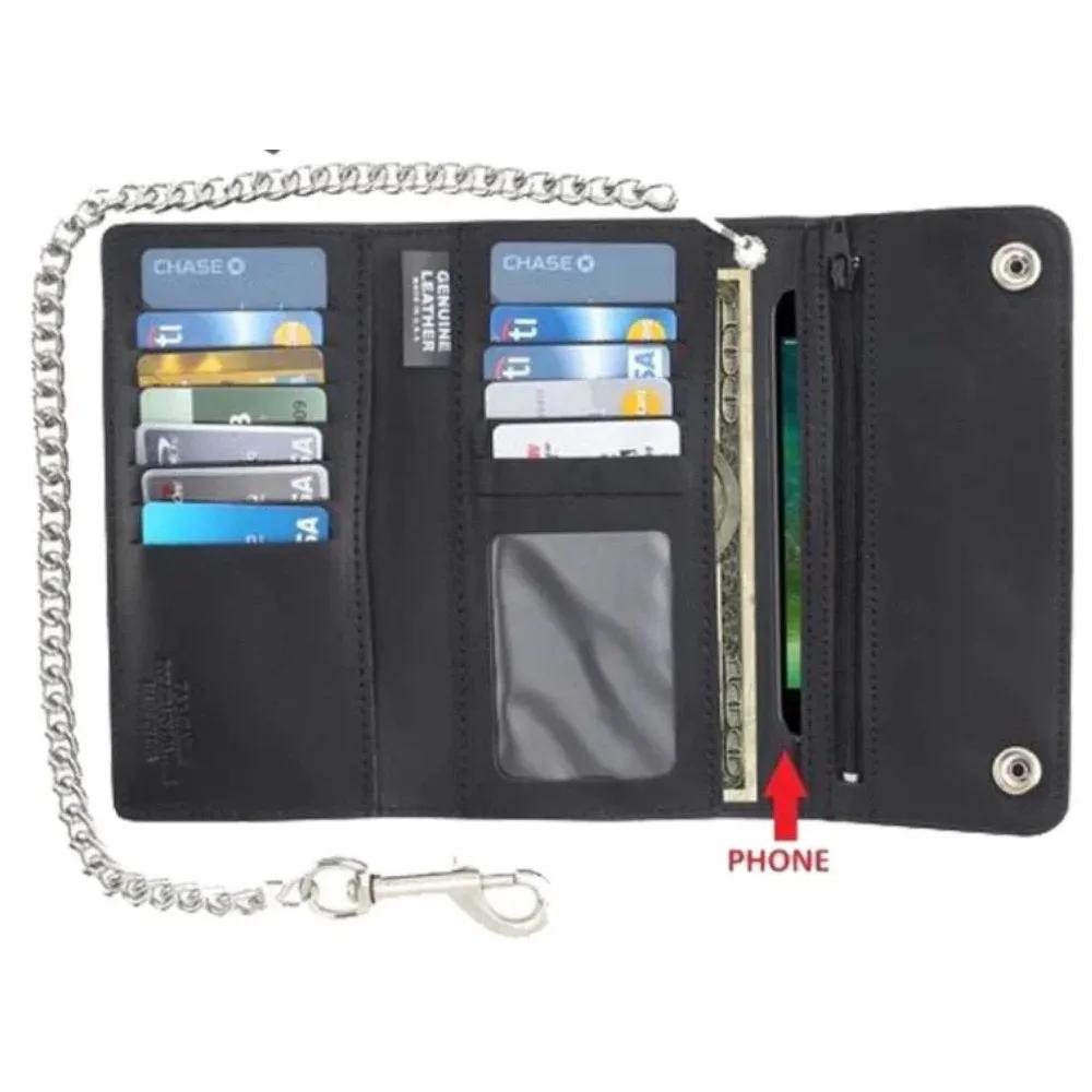 Black wallet with card slots and phone pocket