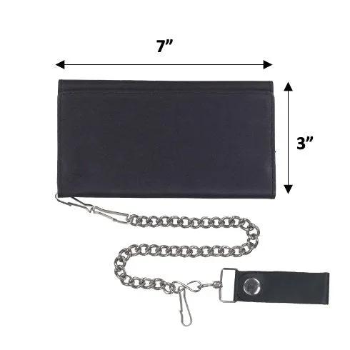 Black wallet with chain strap