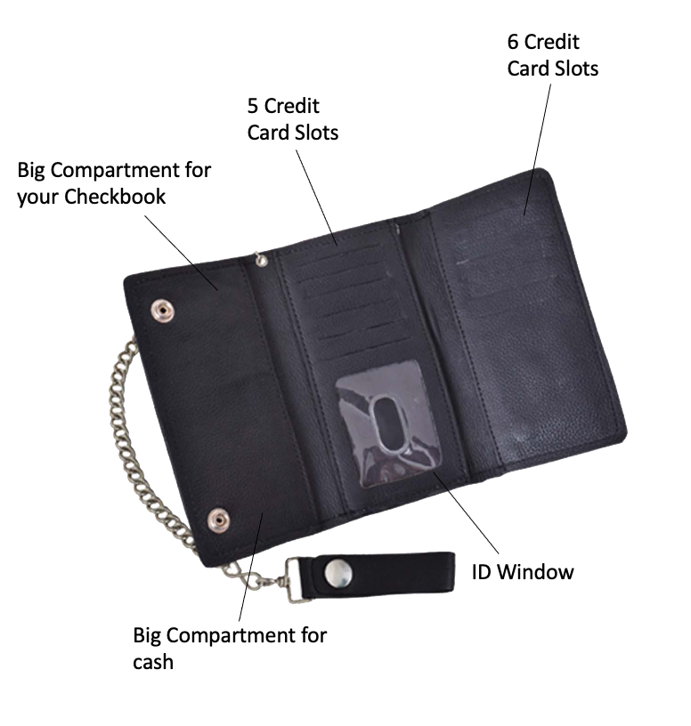 Black wallet with chain hanger
