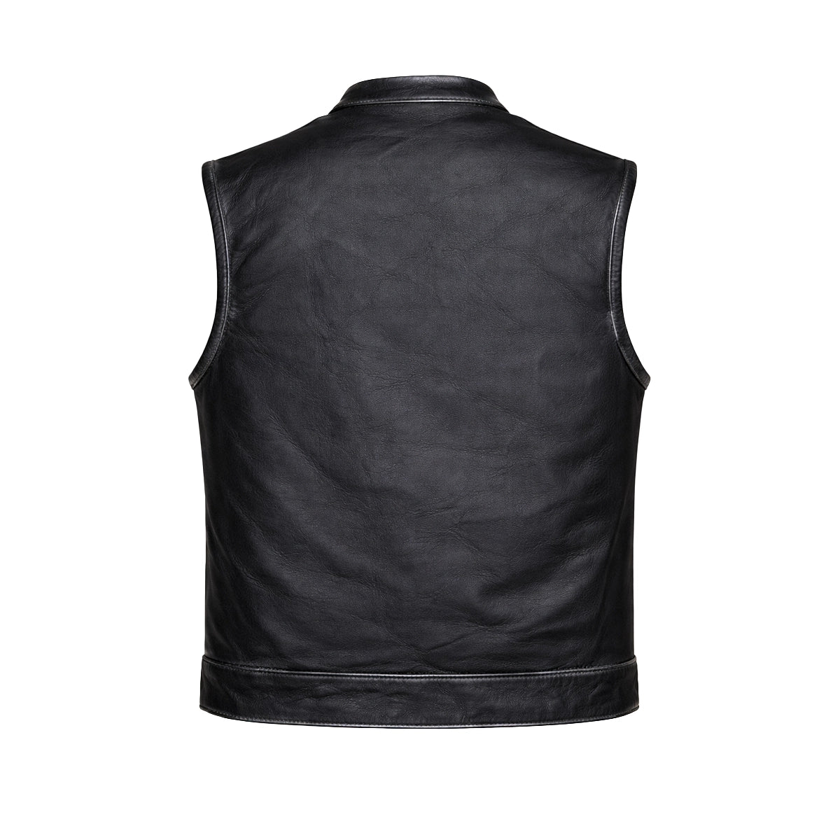 Road Warrior - Men's Premium Leather Motorcycle Vest (Gray)