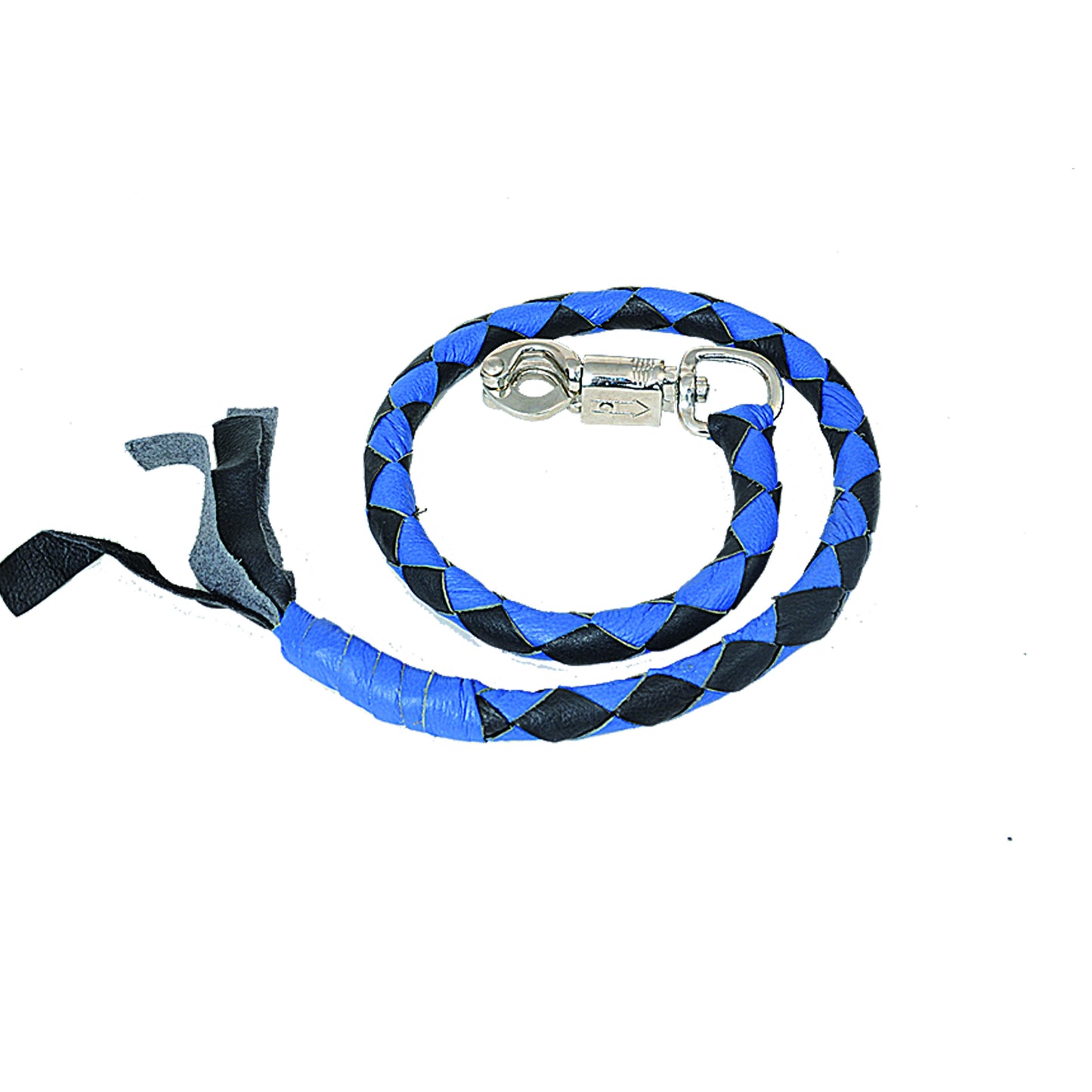 Blue and black checkered biker whip