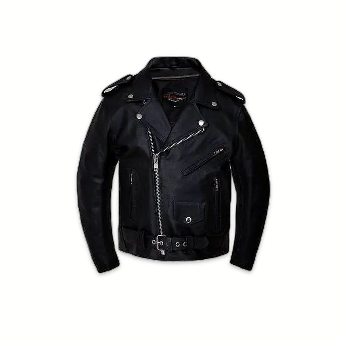 boys cross zipper leather jacket with bely style