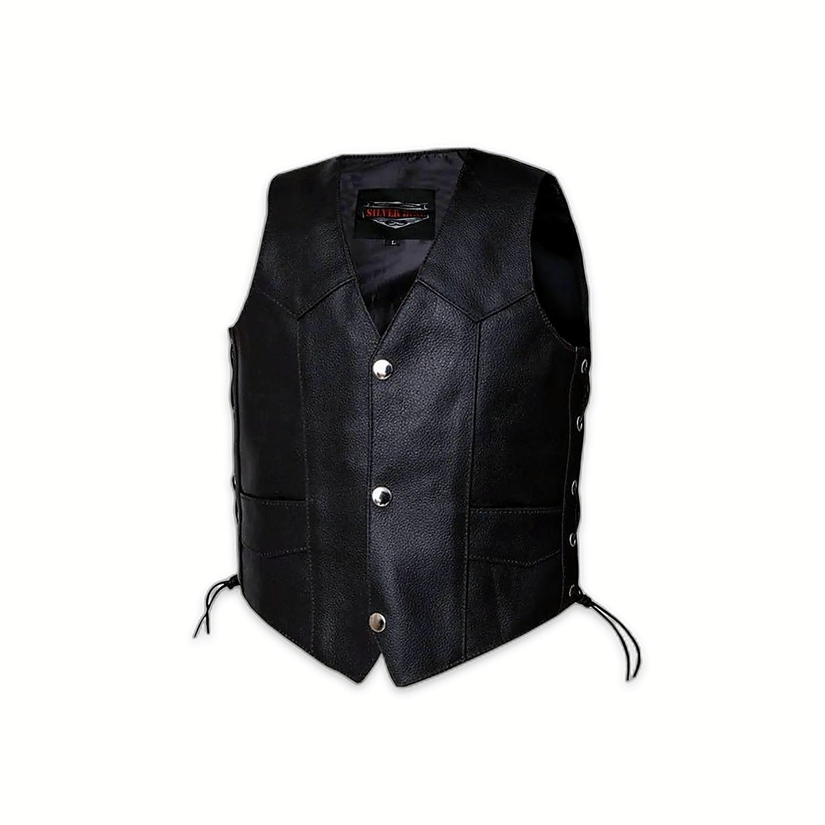 Boys Premium Leather Vest with silver buttons